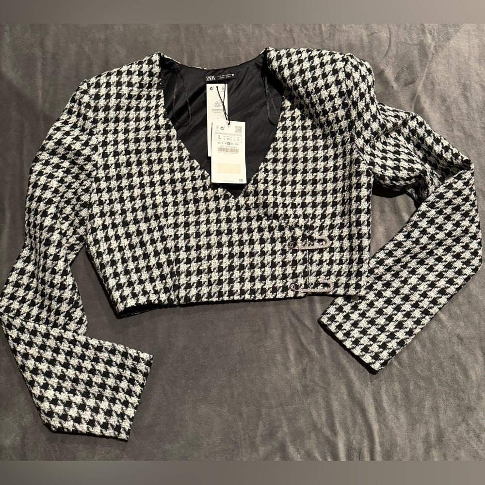 ZARA gingham cropped blazer
